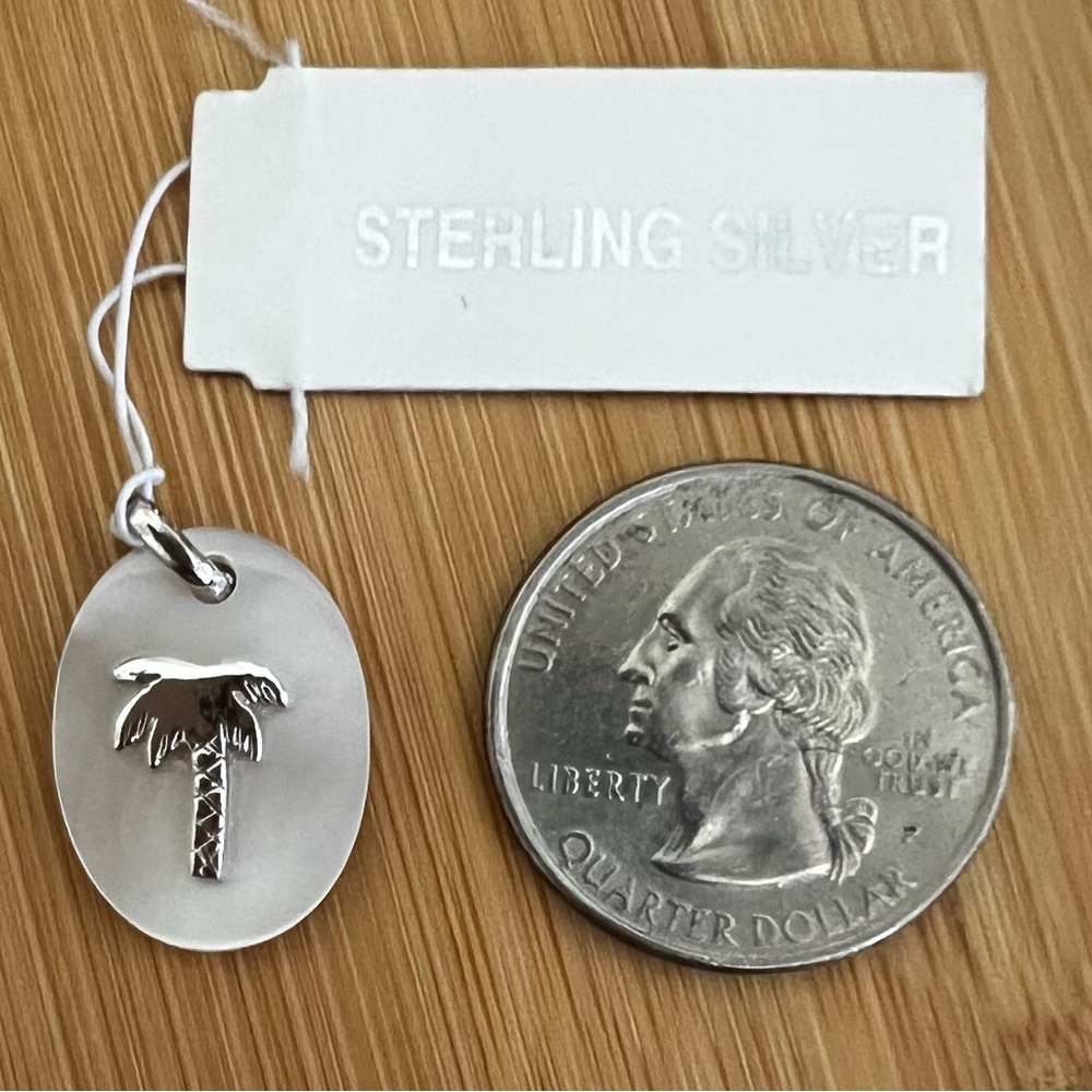 Classic Sterling Silver Palm Tree Charm Pendant - Silver